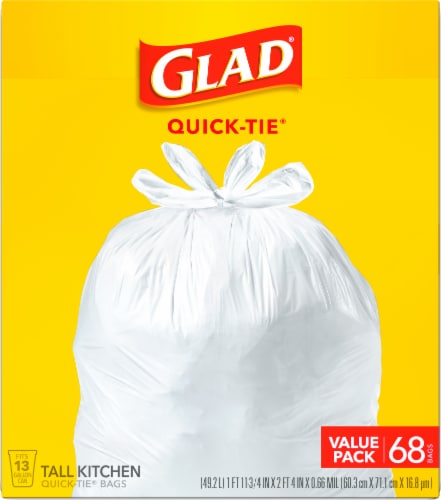 Glad Tall Kitchen Quick-Tie Trash Bags, 68 ct - Food 4 Less