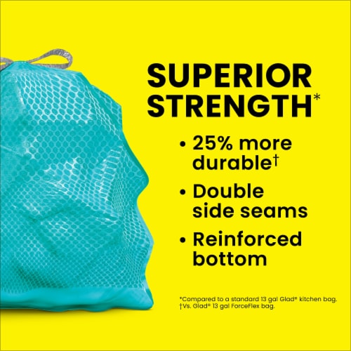 Glad ForceFlex MaxStrength Drawstring Bahama Bliss Scented Tall Kitchen Trash Bags 13 Gallon Perspective: right