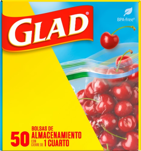 Glad Extra Wide Seal Quart Size Zipper Storage Bags Perspective: right