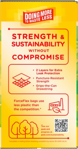 Glad® ForceFlex with Gain Original Scent Tall Kitchen 13-Gallon Drawstring Trash Bags Perspective: right