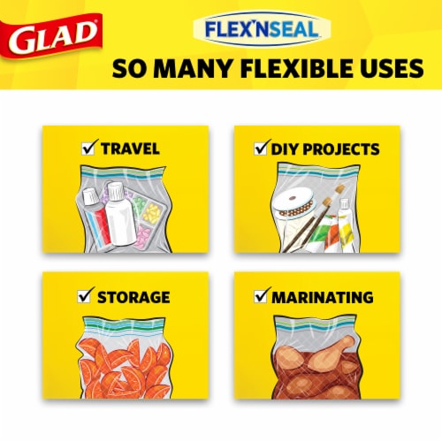 Glad FLEXN SEAL Sandwich Food Storage Plastic Bags, 100 ct - Fry's Food  Stores