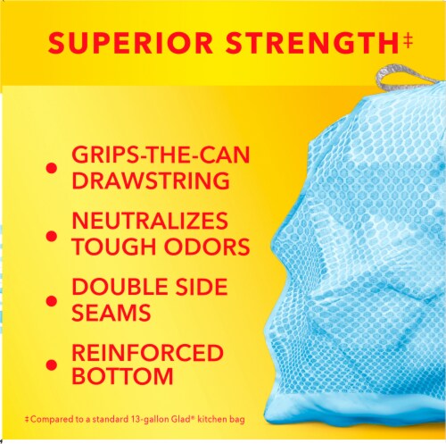 Glad ForceFlex Plus Beachside Breeze 13 Gallon Tall Kitchen Drawstring Bags Perspective: right
