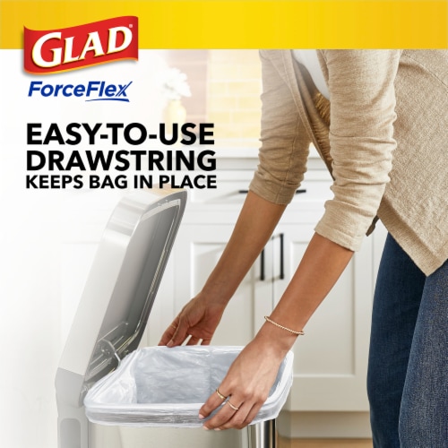 Glad ForceFlex Fragrance Free Tall Kitchen Drawstring Trash Bags Perspective: right