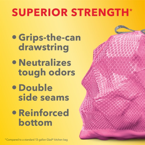 Glad ForceFlex MaxStrength Tall Kitchen Drawstring Cherry Blossom Trash Bags Perspective: right