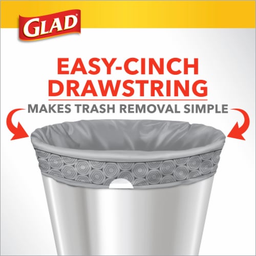 Glad with Clorox Lemon Fresh Bleach Scent Small Drawstring Trash Bags Perspective: right