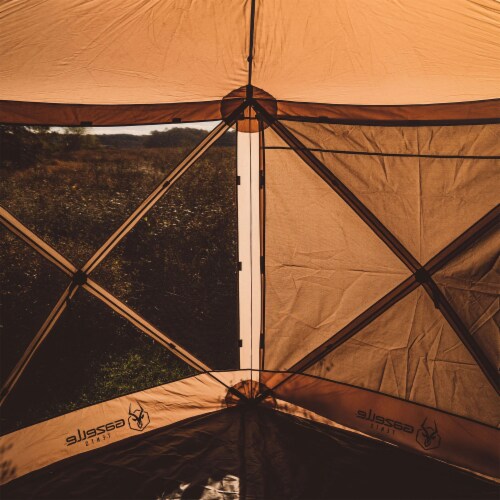 Gazelle G6 12ft x 12ft 6-Sided Pop Up Portable 8 Person Gazebo Tent, Desert Sand Perspective: right