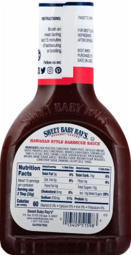 Sweet Baby Ray's Hawaiian Style Barbecue Sauce Perspective: right