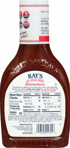 Ray's No Sugar Added® Original BBQ Sauce Perspective: right