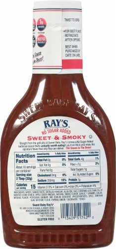 Ray's No Sugar Added® Sweet & Smoky BBQ Sauce Perspective: right