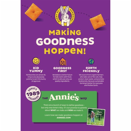 Annie's Organic Cheddar Squares Baked Cracker Snacks Perspective: right