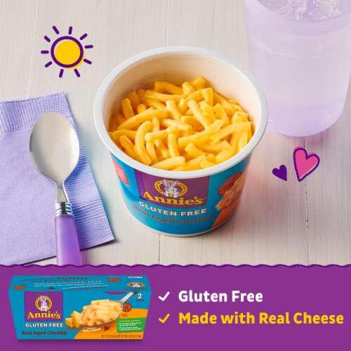 Annie's Gluten Free Real Aged Cheddar Microwave Macaroni and Cheese Cups Perspective: right
