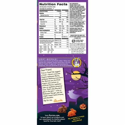 Annie's Organic Bunny Grahams Honey & Chocolate Baked Graham Snacks Perspective: right