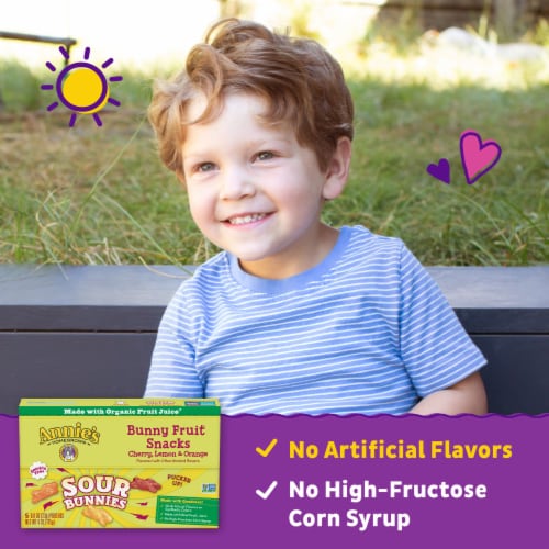 Annie's™ Organic Gluten Free Sour Bunny Fruit™ Flavored Snacks Perspective: right