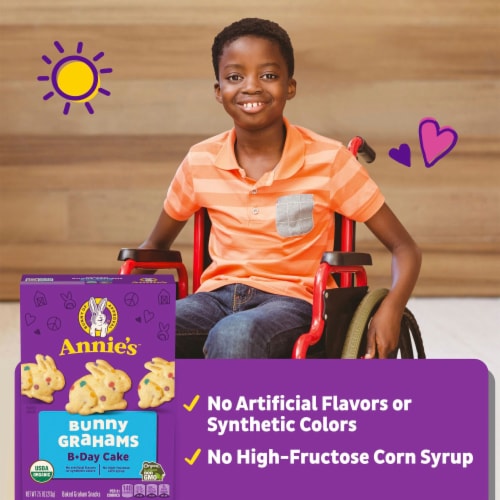 Annie's™ Organic Baked Bunny Birthday Cake Flavored Grahams Snacks Perspective: right