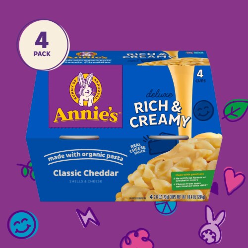 Annie’s Classic Cheddar Deluxe Microwave Mac N Cheese Macaroni and Cheese Cups Perspective: right