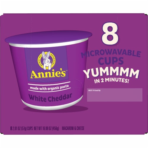 Annie’s Organic White Cheddar Microwave Mac N Cheese Macaroni and Cheese Dinner Cups Perspective: right