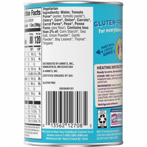 Annie's Gluten Free Vegetable and Pasta Canned Soup Perspective: right