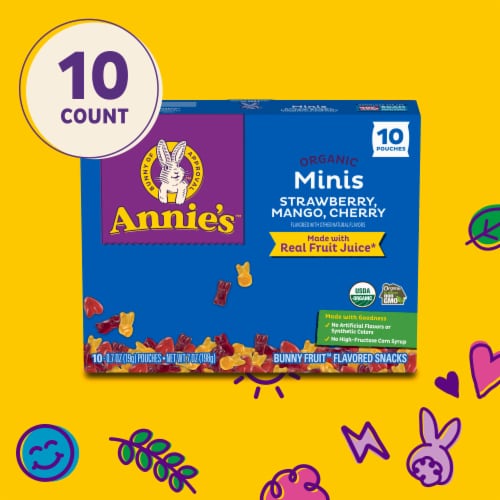 Annie's Organic Minis Bunny Fruit Flavored Snacks Perspective: right