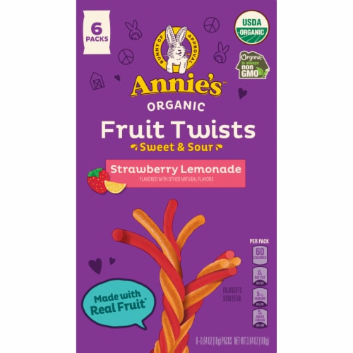 Annie's Organic Fruit Twists Sweet and Sour Fruit Flavored Snacks Perspective: right
