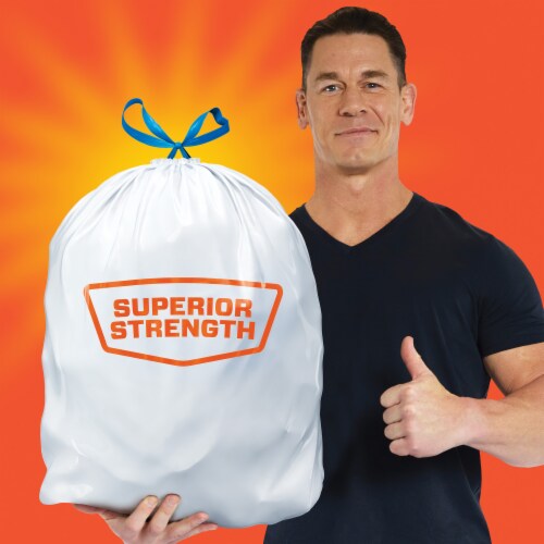 Hefty® Strong 13-Gallon Tall Kitchen Drawstring Trash Bags Perspective: right