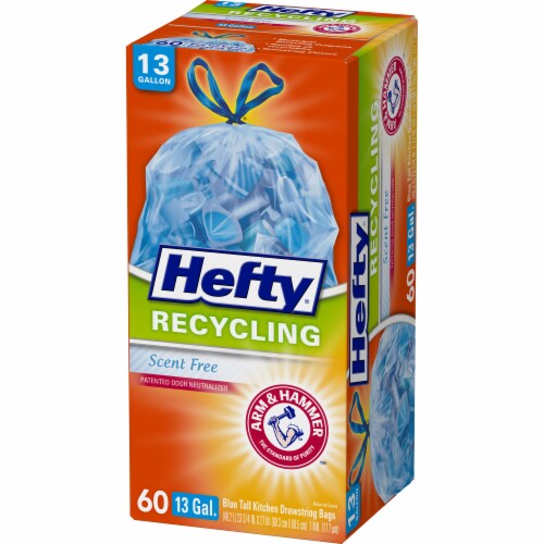  Hefty Recycling Trash Bags, Blue, 13 Gallon, 60 Count : Health  & Household