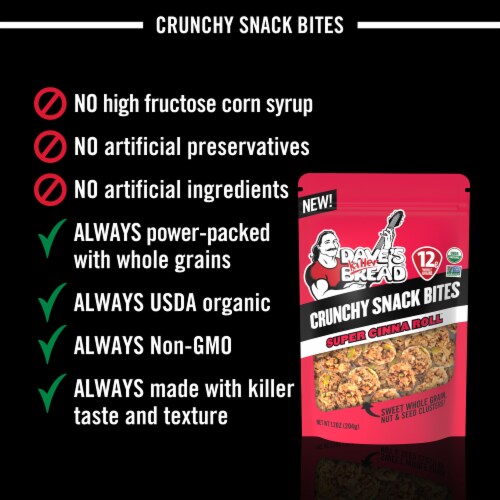 Dave's Killer Bread® Super Cinna Roll™ Crunchy Snack Bites Organic Snacks Perspective: right