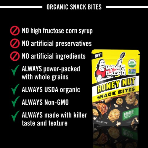 Dave's Killer Bread Heavenly Honey Nut Crunchy Snack Bites Honey Organic Snacks Perspective: right
