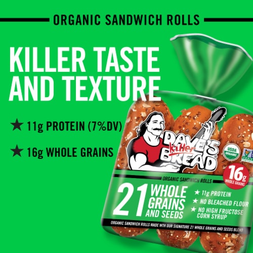 Dave's Killer Bread 21 Whole Grains and Seeds Organic Sandwich Rolls, Organic Sub Rolls, 6 Count Perspective: right