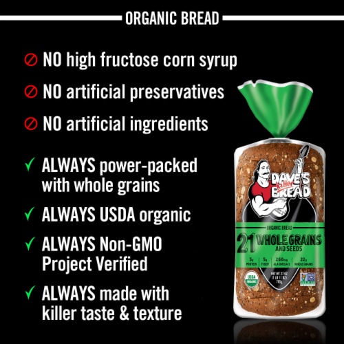 Dave's Killer Bread Organic 21 Whole Grains and Seeds Bread Perspective: right