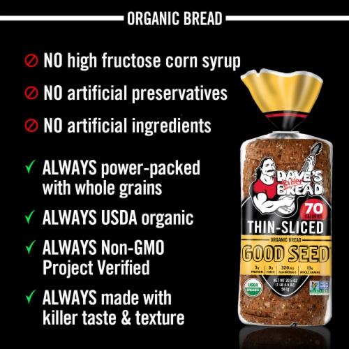 Dave's Killer Bread Organic Thin Sliced Good Seed Whole Grain Bread Perspective: right