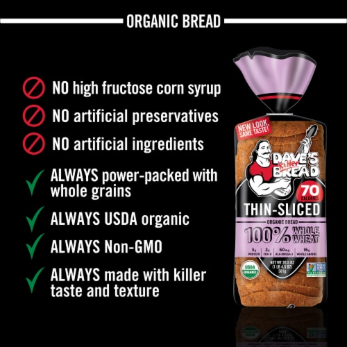 Dave's Killer Bread 100% Whole Wheat Thin-Sliced Organic Bread Perspective: right