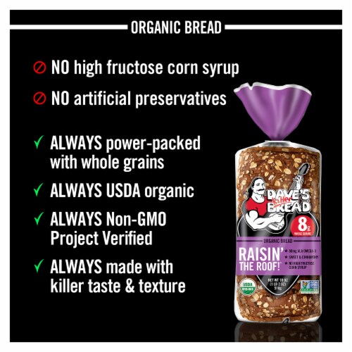 Dave's Killer Bread Organic Raisin The Roof Cinnamon Raisin Bread Perspective: right