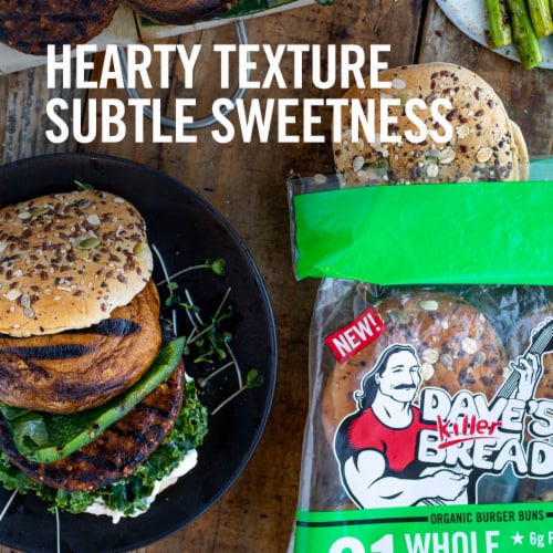 Dave's Killer Bread Organic 21 Whole Grains and Seeds Hamburger Buns Perspective: right