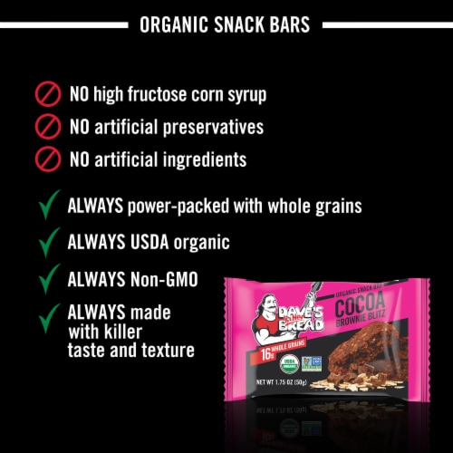 Dave's Killer Bread Cocoa Brownie Blitz Organic Snack Bars Perspective: right