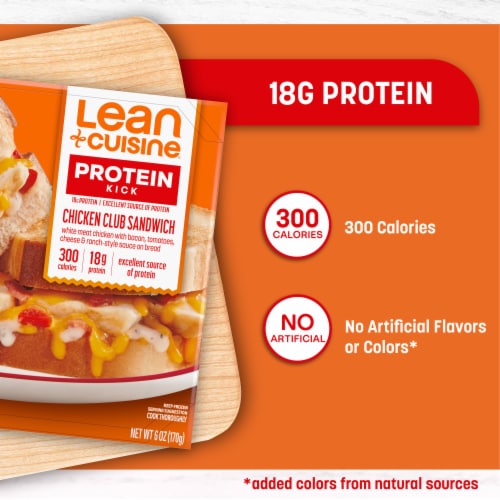 Lean Cuisine Frozen Meal Chicken Club Sandwich Protein Kick Microwave Meal Frozen Chicken Sandwich Perspective: right