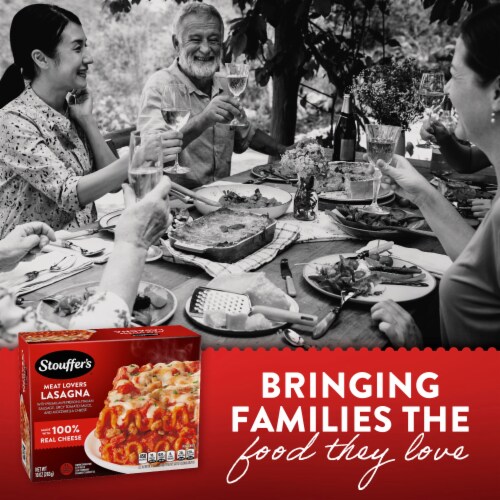 Stouffer’s Meat Lovers Lasagna Single Serve Oven Ready Lasagna Easy Frozen Dinners Perspective: right