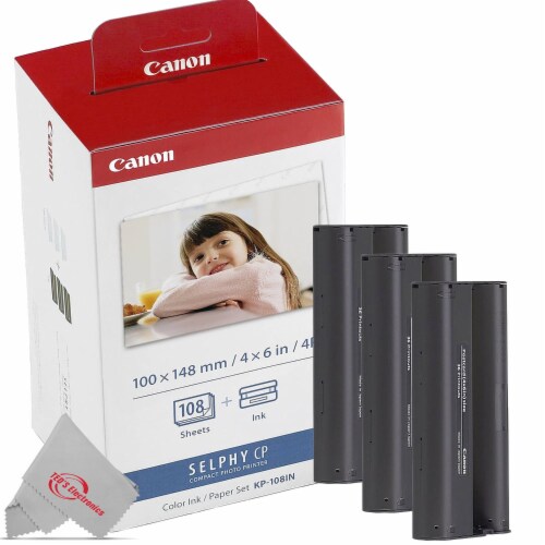 Canon Selphy KP-108IN Color Ink Paper Set 108 4x6 Photo Sheets 3 Toners  3115B001, 1 - City Market