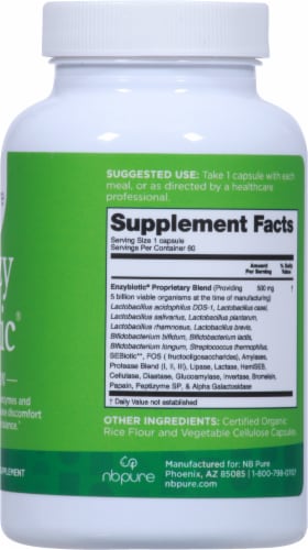 NBpure Enzy Biotic® Probiotic Pure Vegan Digestion Dietary Supplement Capsules Perspective: right