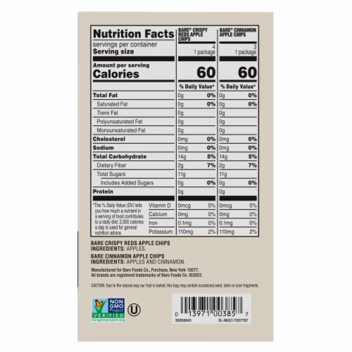 Bare® Baked Crunchy™ Apple Chips Snack Pack Perspective: right