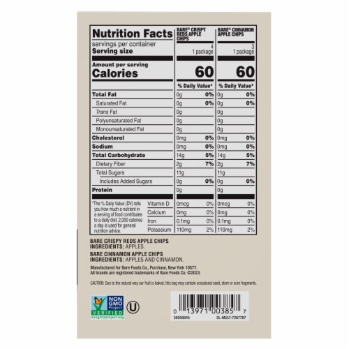 Bare® Baked Crunchy™ Apple Chips Snack Pack Perspective: right