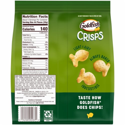 Goldfish Crisps Spicy Dill Pickle Flavored Crisps Crackers Perspective: right