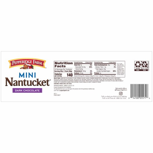 Pepperidge Farm Nantucket Mini Dark Chocolate Chip Cookies 1 Oz Snack Packs Perspective: right