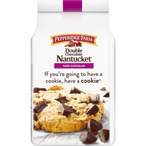 Pepperidge Farm Nantucket Crispy Double Dark Chocolate Chunk Cookies Perspective: right