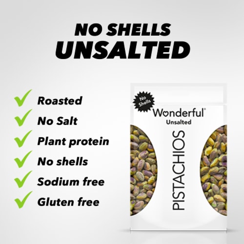 Wonderful Pistachios, No Shells Unsalted 6 Ounce Resealable Pouch Perspective: right