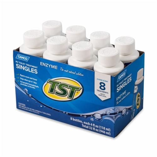 TST Blue Enzyme Toilet Treatment Singles 8-4 oz. Bottles Perspective: right