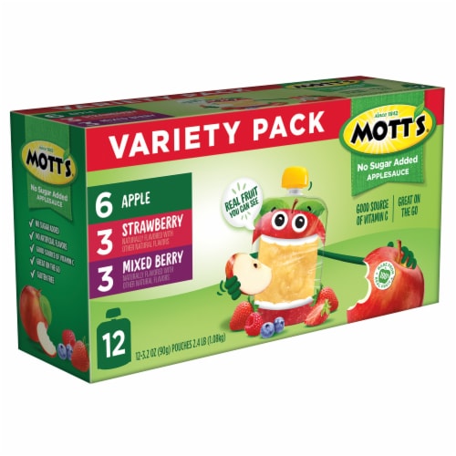 Mott’s No Sugar Added Applesauce Pouches Variety Pack Perspective: right