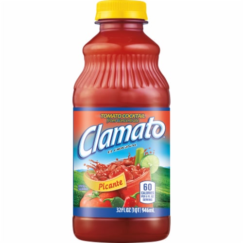 Clamato Picante Tomato Cocktail Mixer Bottle Perspective: right