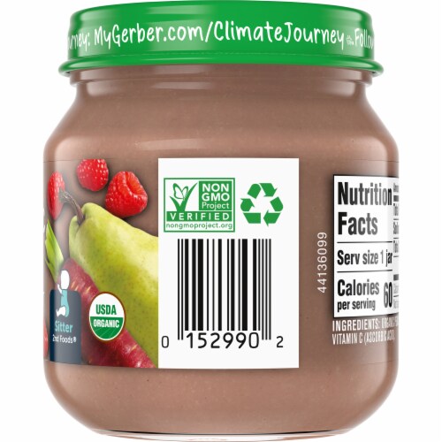 Gerber Organic 2nd Foods Pear Purple Carrot Raspberry Baby Food Perspective: right