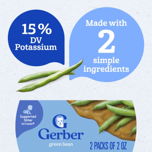 Gerber 1st Foods Natural for Baby Baby Food Green Bean 2 oz Tubs (2 Pack) Perspective: right
