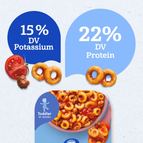 Gerber Mealtime for Toddler Spaghetti Rings in Meat Sauce Toddler Food 6 oz Tray Perspective: right
